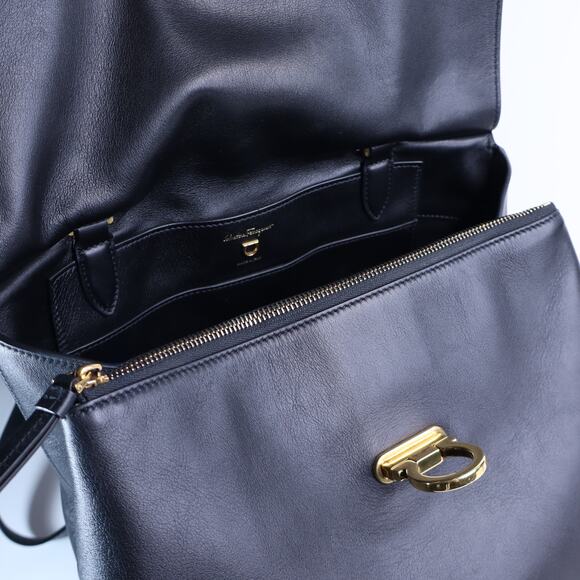 SALVATORE FERRAGAMO Trifolio Leather Backpack Black Top Handle Convertible main image 15